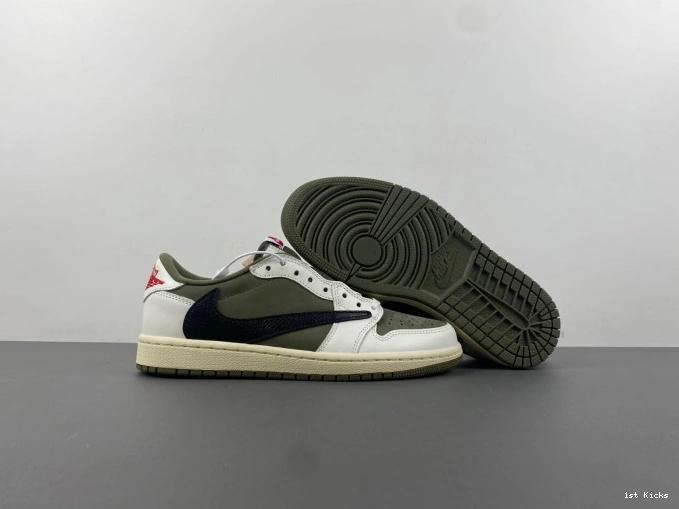 1st Kicks Shoes 1 OLIVE SCOTT OG MEDIUM JORDAN TRAVIS DM7866-200 X LOW AIR 0818